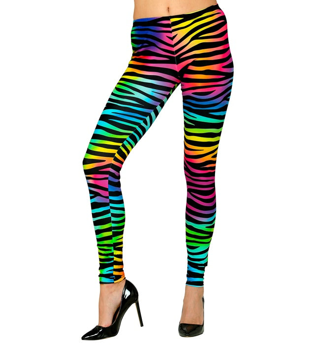 Bunte 80er Jahre Leggings mit Neon Tigerprint in leuchtenden Farben