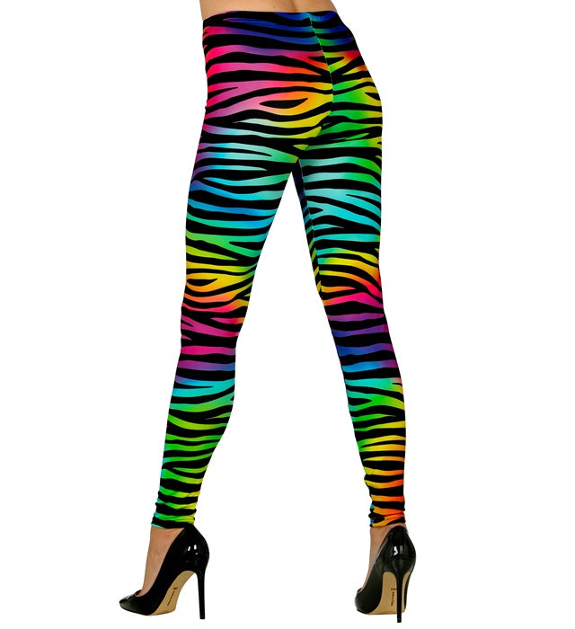 Bunte 80er Jahre Leggings mit Neon Tigerprint in leuchtenden Farben
