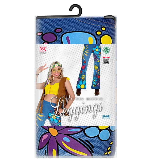 70er Jahre Leggings im Hippie Jeans Design für Fasnacht und Mottoparty
