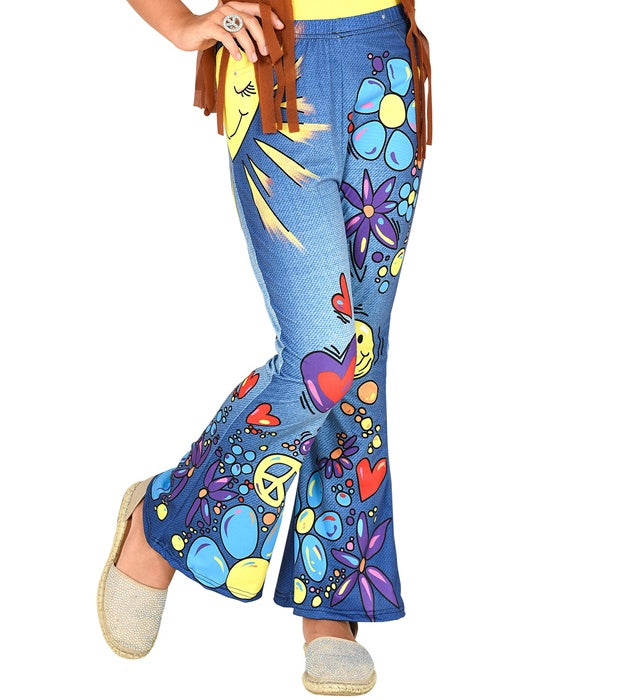 70er Jahre Leggings im Hippie Jeans Look für Fasnacht Kostüm
