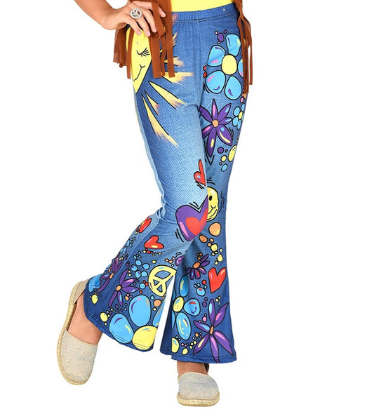 70er Jahre Leggings im Hippie Jeans Look für Fasnacht Kostüm