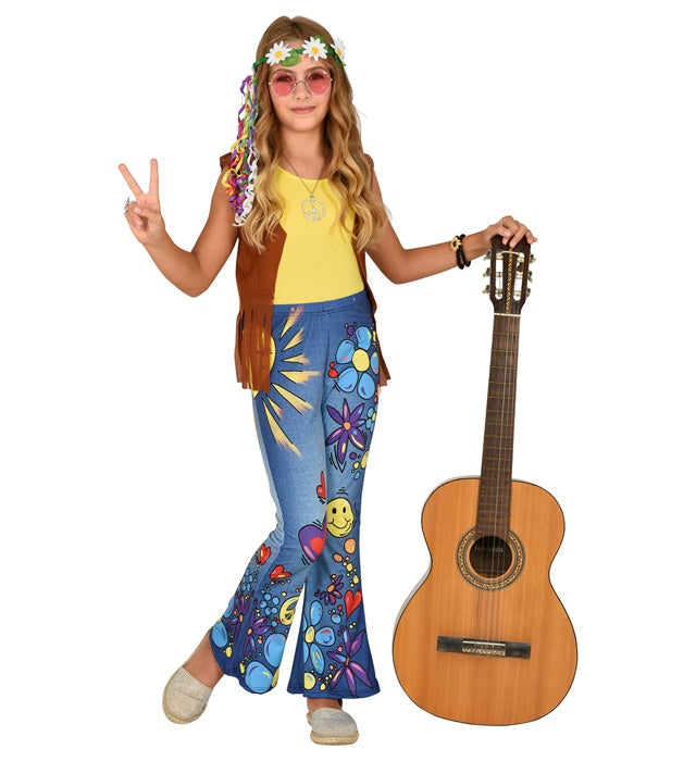 70er Jahre Leggings im Hippie Jeans Look für Fasnacht Kostüm