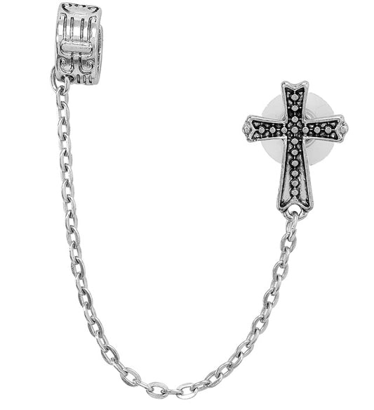 Gothic Ohrring mit Kreuz-Design in Schwarz