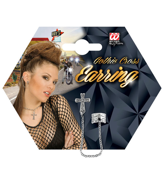 Gothic Ohrring mit Kreuz-Design in Schwarz
