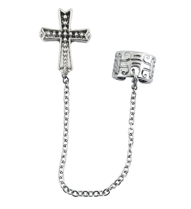 Gothic Ohrring mit Kreuz-Design in Schwarz