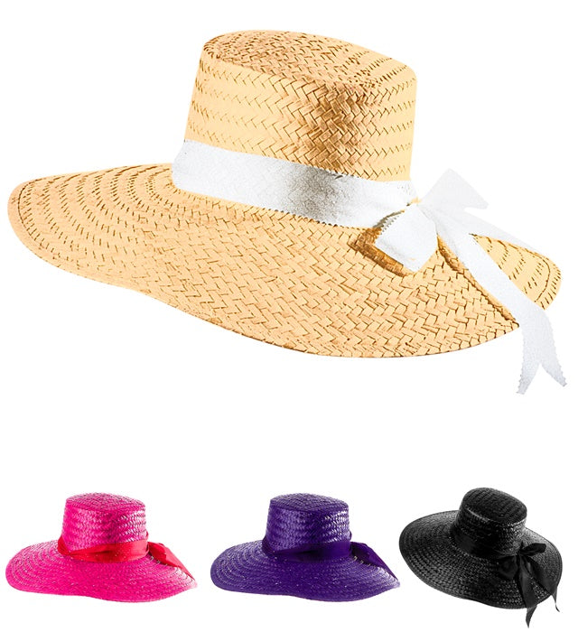 Mayfair Lady Strohhut mit eleganter Schleife in verschiedenen Farben