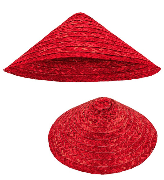 Roter Strohhut aus Stroh für Fasnacht und Karneval