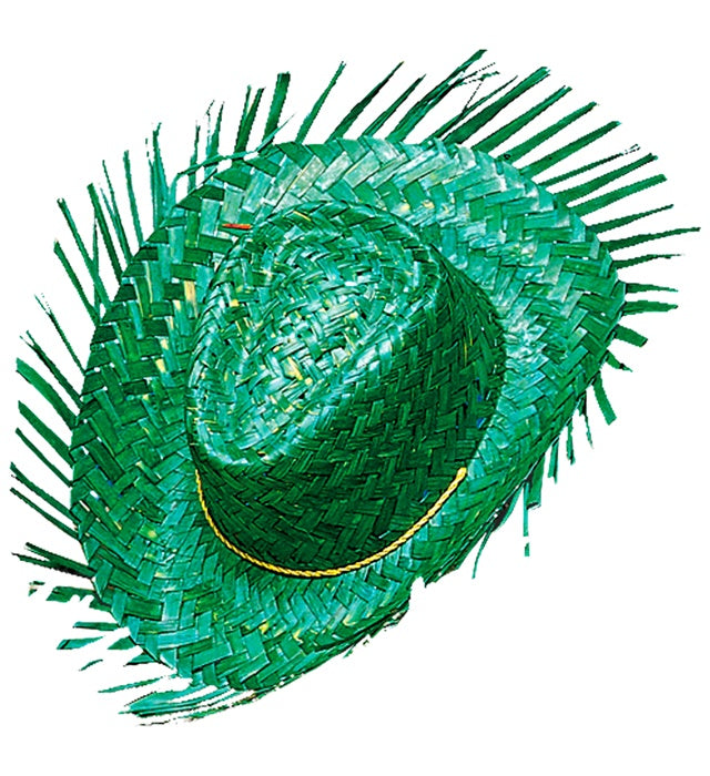 Grüner Strohhut aus Stroh für Fasnacht und Karneval