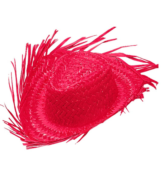 Pinkfarbener Strohhut aus Stroh für Fasnacht und Karneval