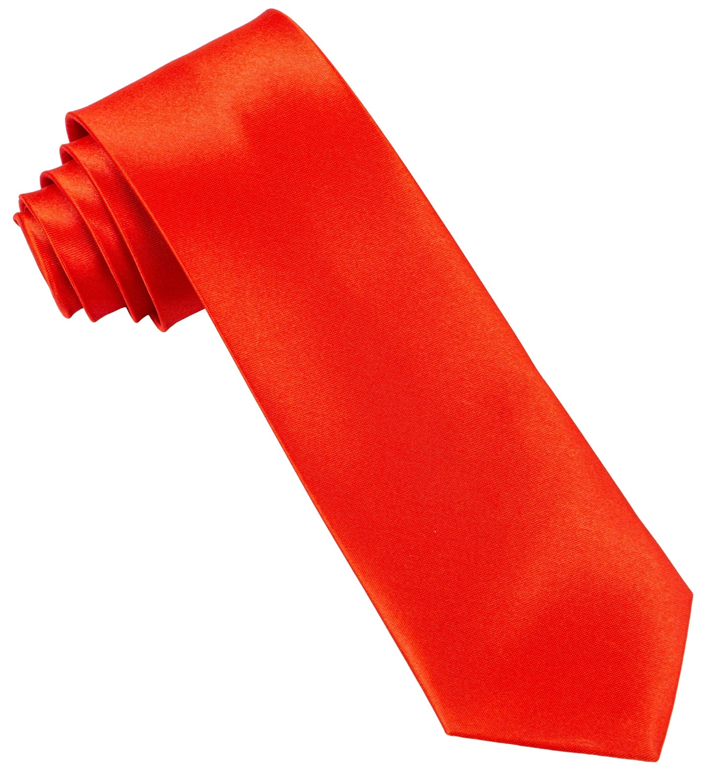 Schmale rote Satin Krawatte von Widmann, 6 cm breit, knitterarm und glänzend.