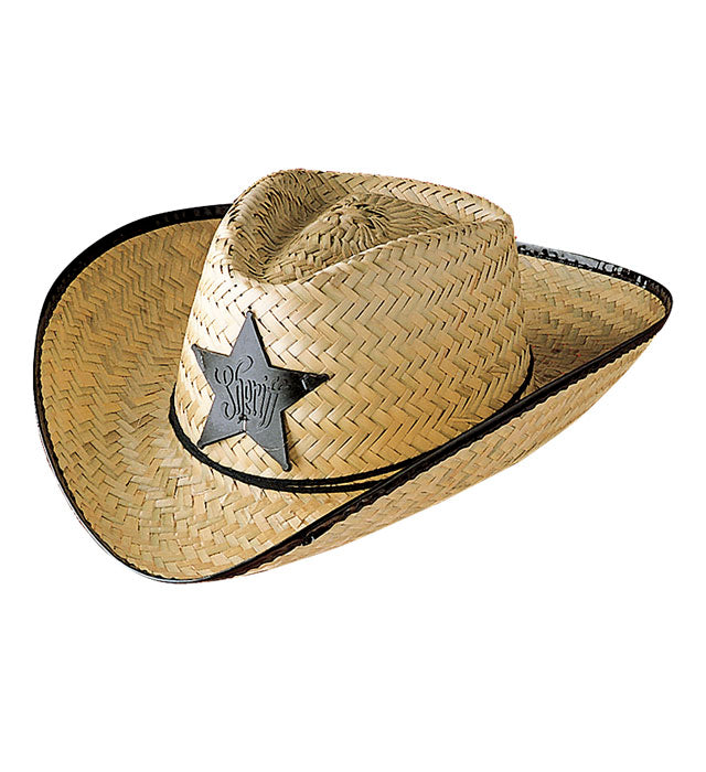 Cowboy Strohhut aus Stroh für Fasnacht und Kostümparty