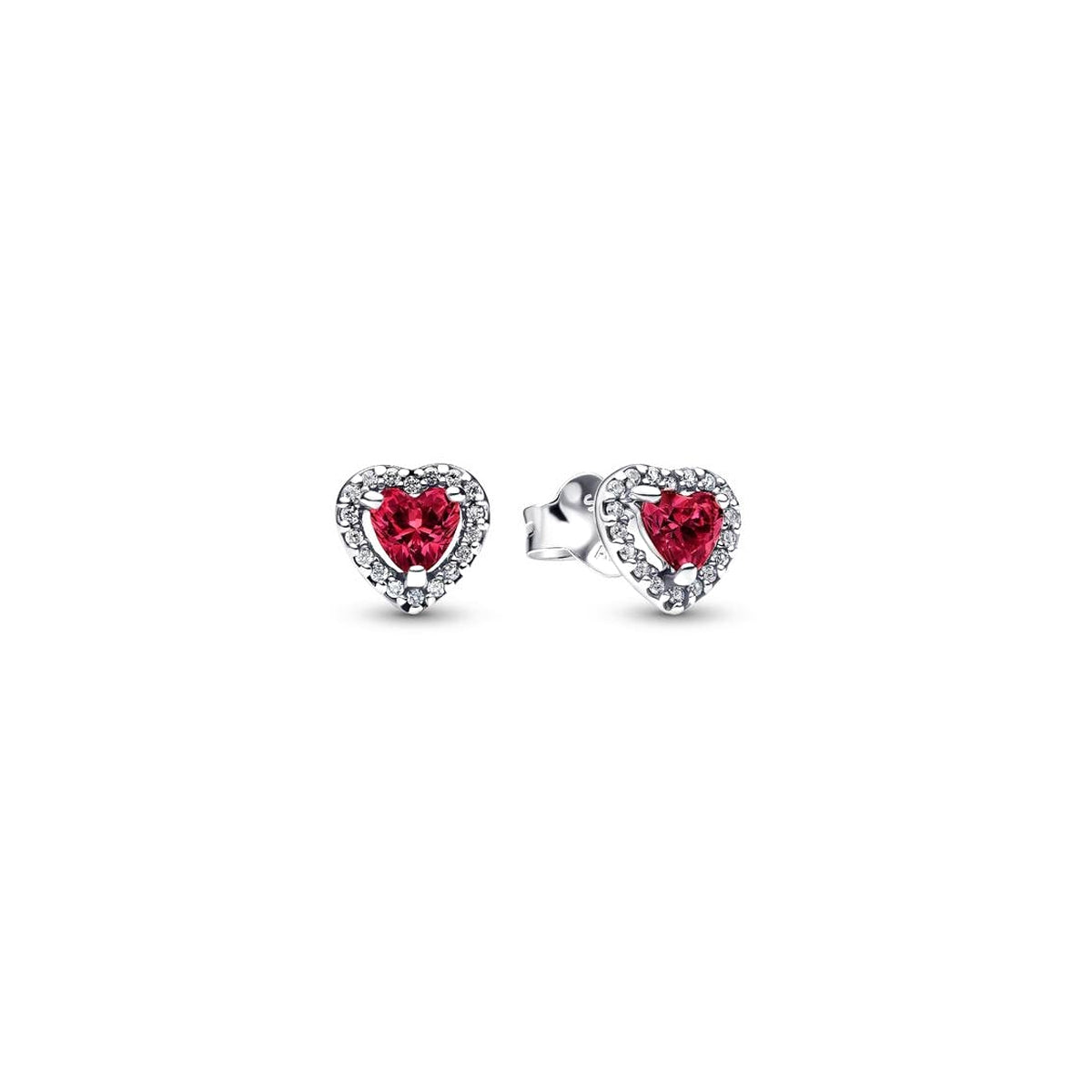 PANDORA Elevated Red Heart Stud Earrings mit rotem Herzmotiv – Produktansicht