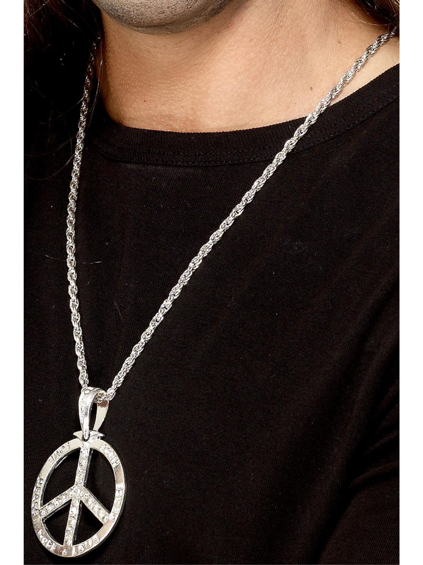 Smiffys 1960S '60s Peace Sign Hippie Medallion, Silver für Herren