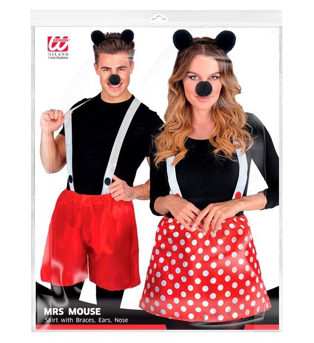 Mäuschen Kostüm-Set mit Ohren, Nase und Rock oder kurzer Hose für Fasnacht