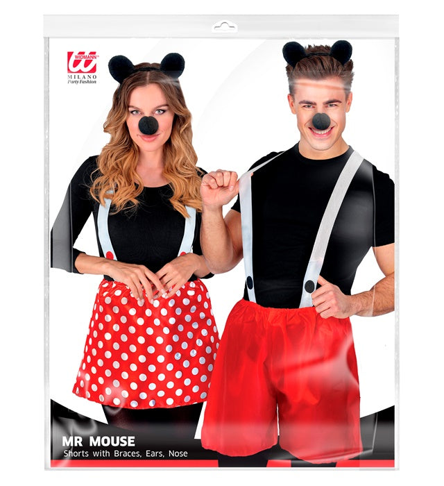 Mäuschen Kostüm-Set mit Ohren, Nase und Rock oder kurzer Hose für Fasnacht