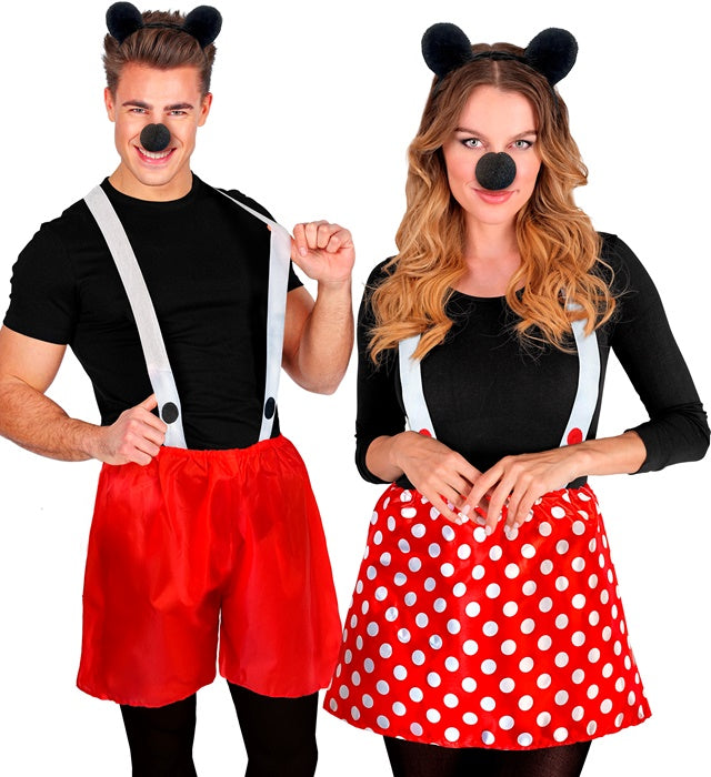 Mäuschen Kostüm-Set mit Ohren, Nase und Rock oder kurzer Hose für Fasnacht