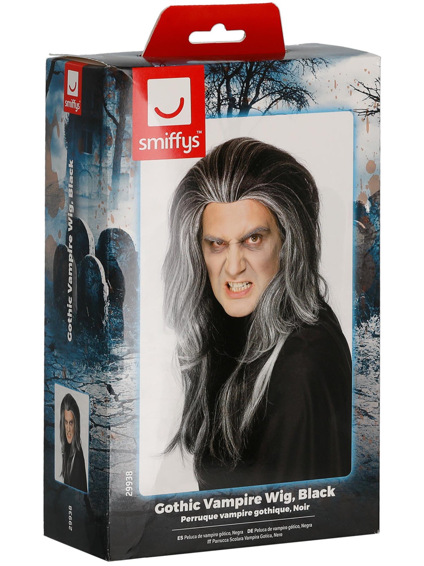 Smiffys HALLACESSO Gothic Vampire Wig, Black für Unisex
