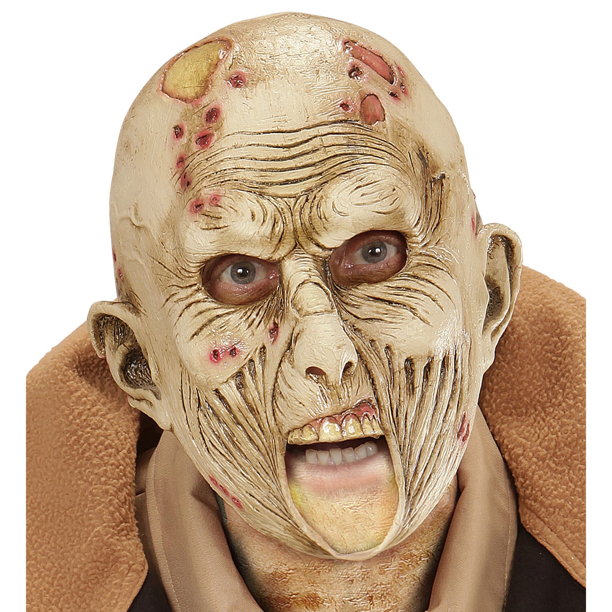 "3/4 MASKE ZOMBIE MIT OFFENEM MUND" – Vorderansicht