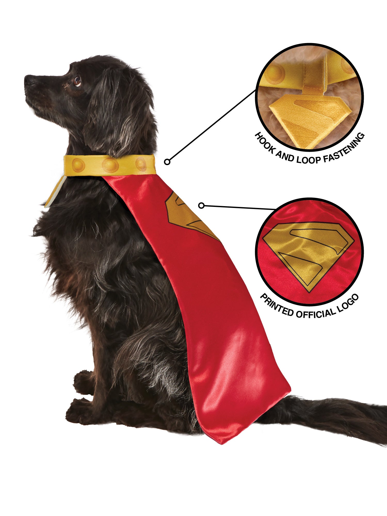 Rubies Krypto Haustierkostüm mit Umhang und Halsband – Rückansicht