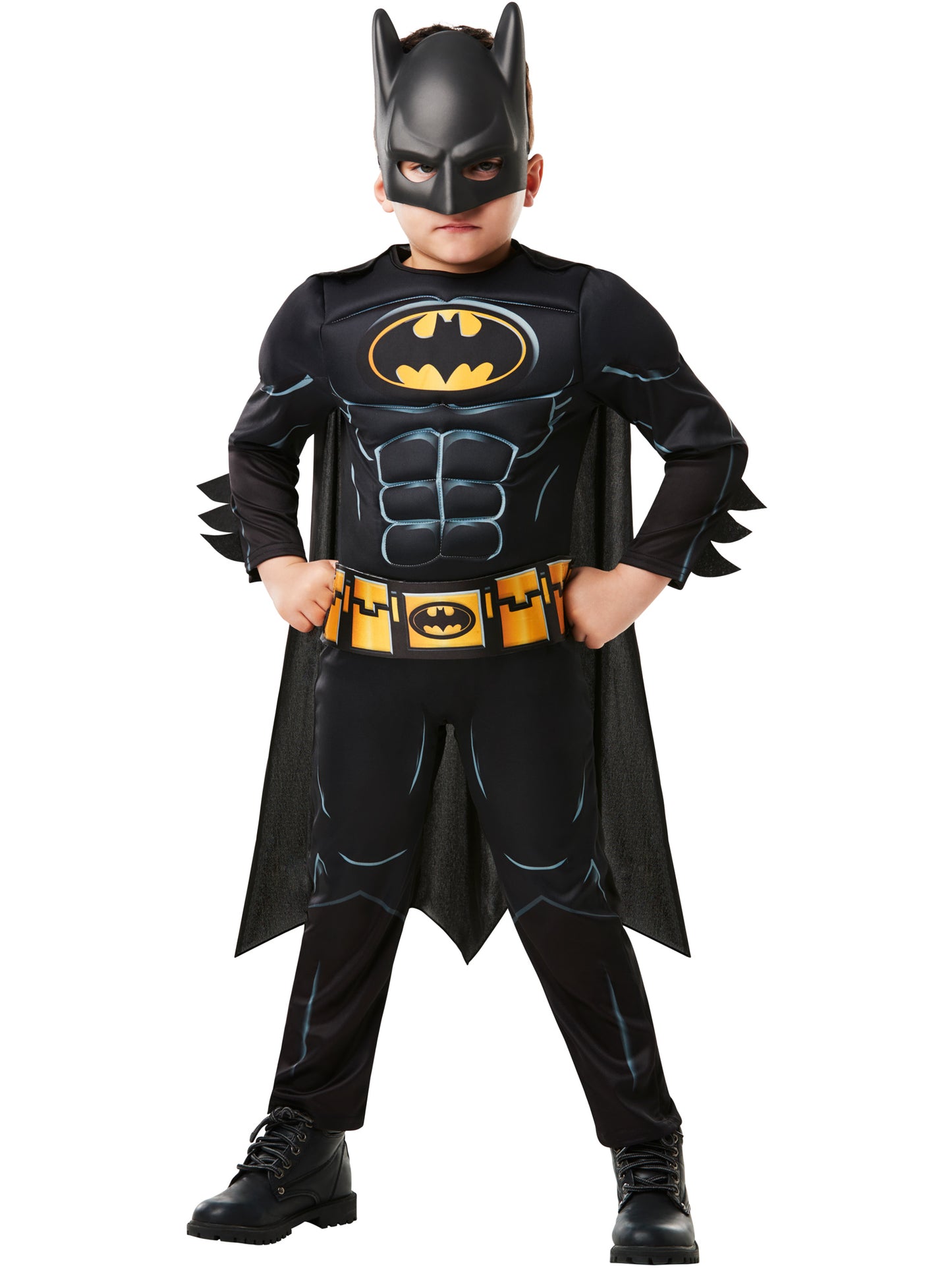 Rubies Batman Kinderkostüm für Jungen mit Overall, Umhang und Maske – Rückansicht