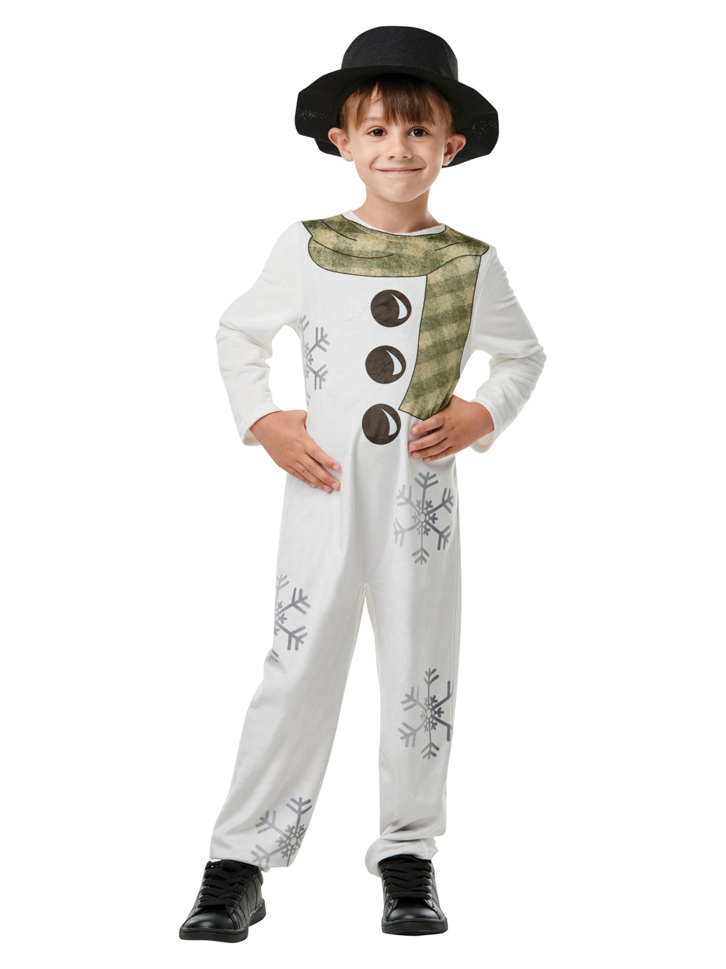 Rubies Snowman Kinderkostüm mit Fleece-Overall und Filzhut – Detailansicht