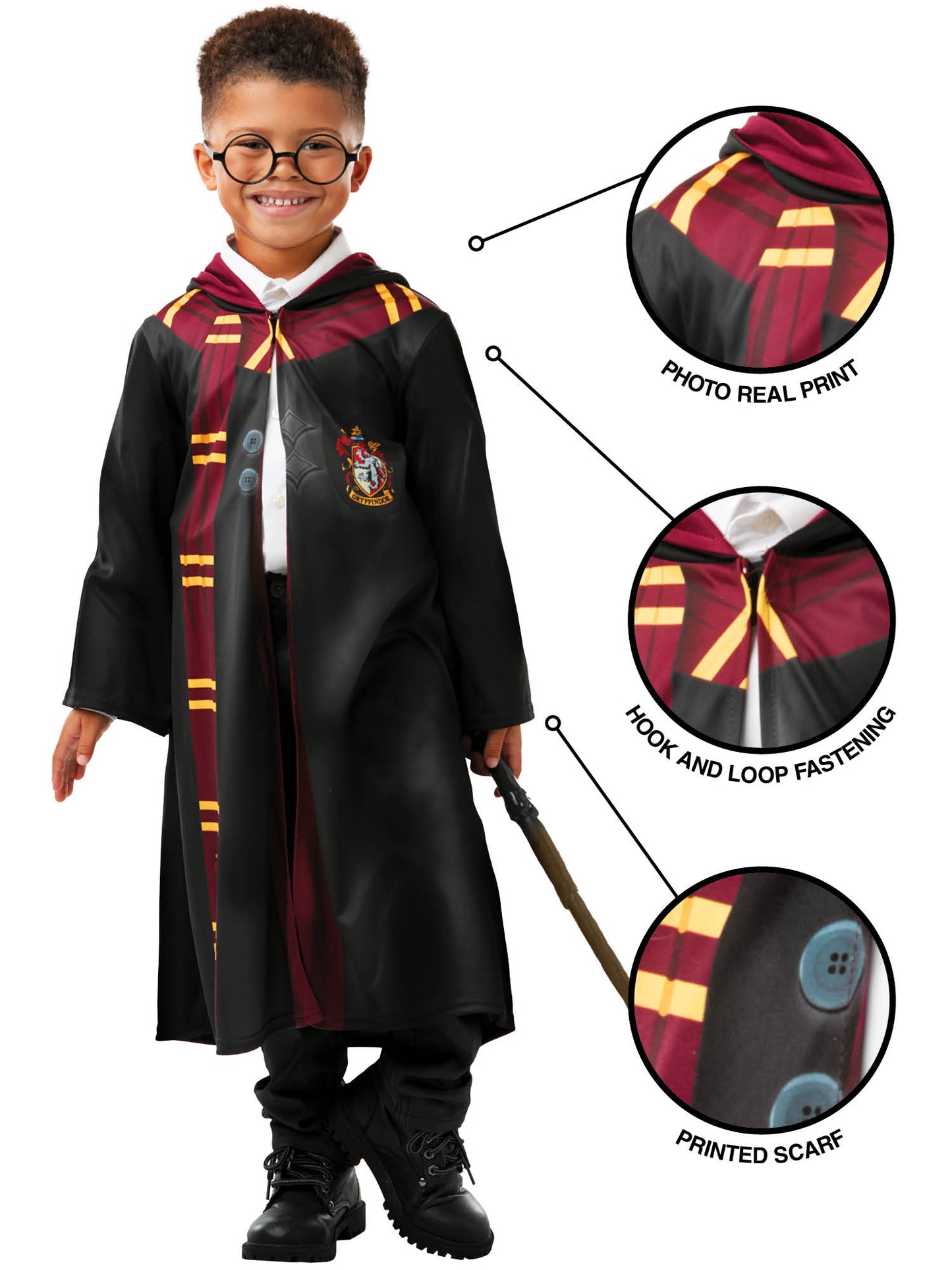 Rubies Harry Potter Gryffindor Robe Kinderkostüm mit Kapuze – Seitenansicht