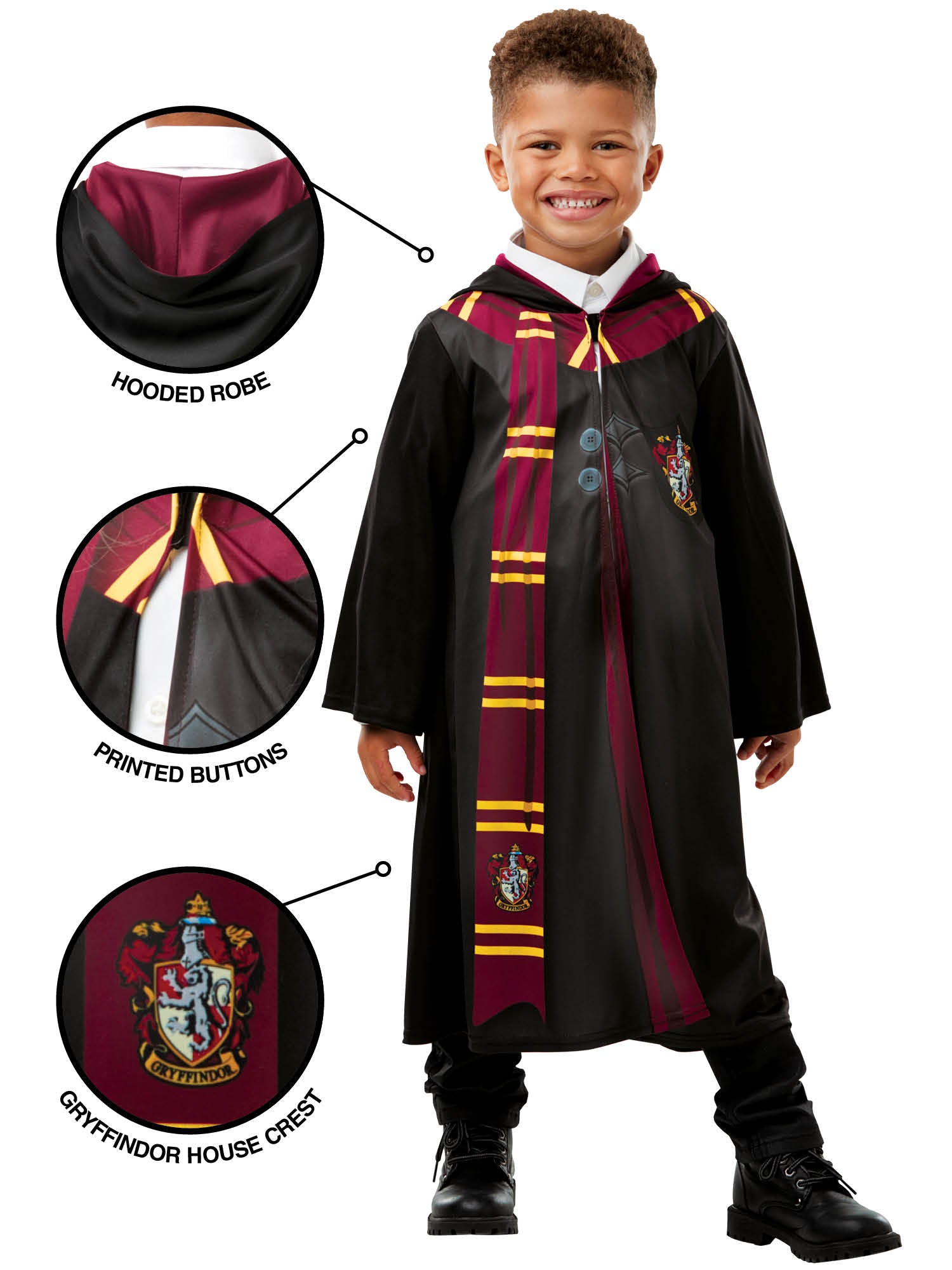 Rubies Harry Potter Gryffindor Robe Kinderkostüm mit Kapuze – Rückansicht