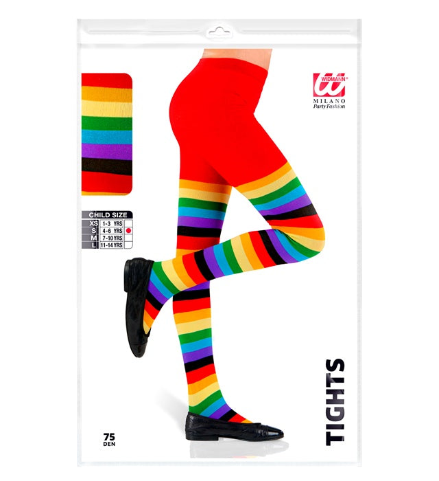 Bunte Regenbogen Strumpfhose 75 DEN für Fasnacht und Karneval