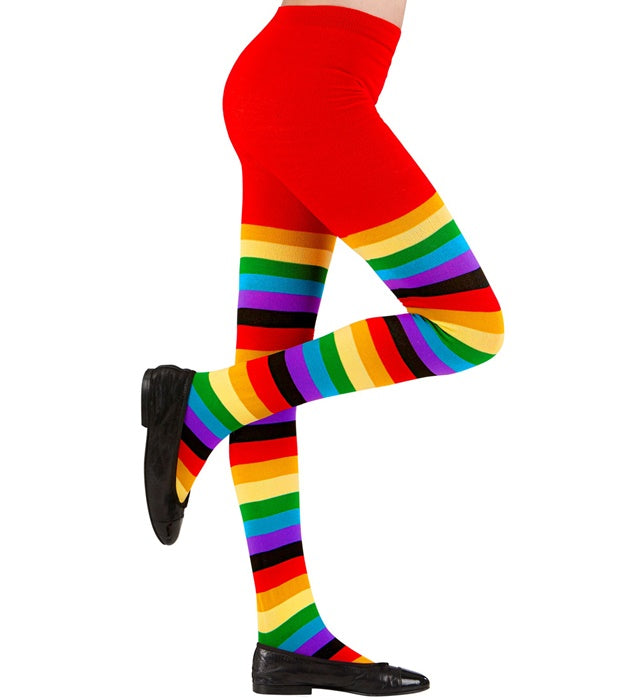 Bunte Regenbogen Strumpfhose 75 DEN für Fasnacht und Karneval