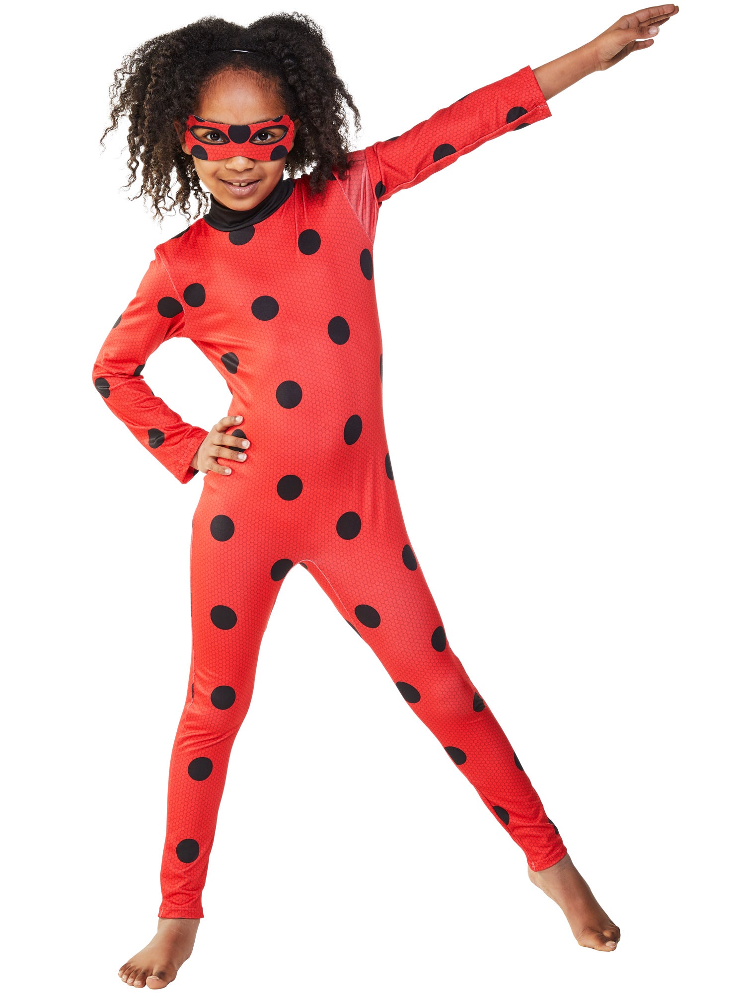 Rubies Miraculous Ladybug Kinderkostüm für Mädchen mit Overall und Maske – Seitenansicht