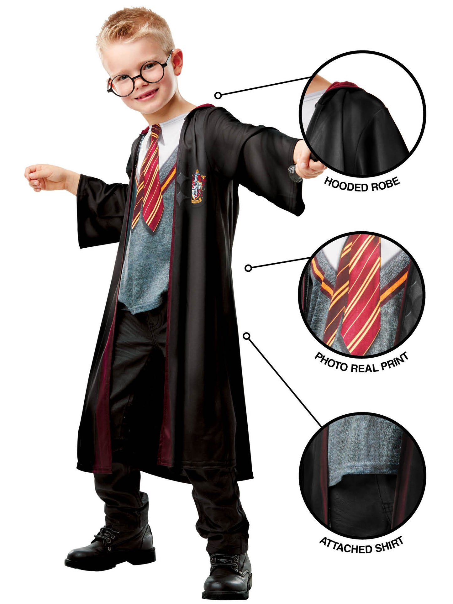 Rubies Harry Potter Gryffindor Deluxe Kinderkostüm mit Robe und Accessoires – Seitenansicht