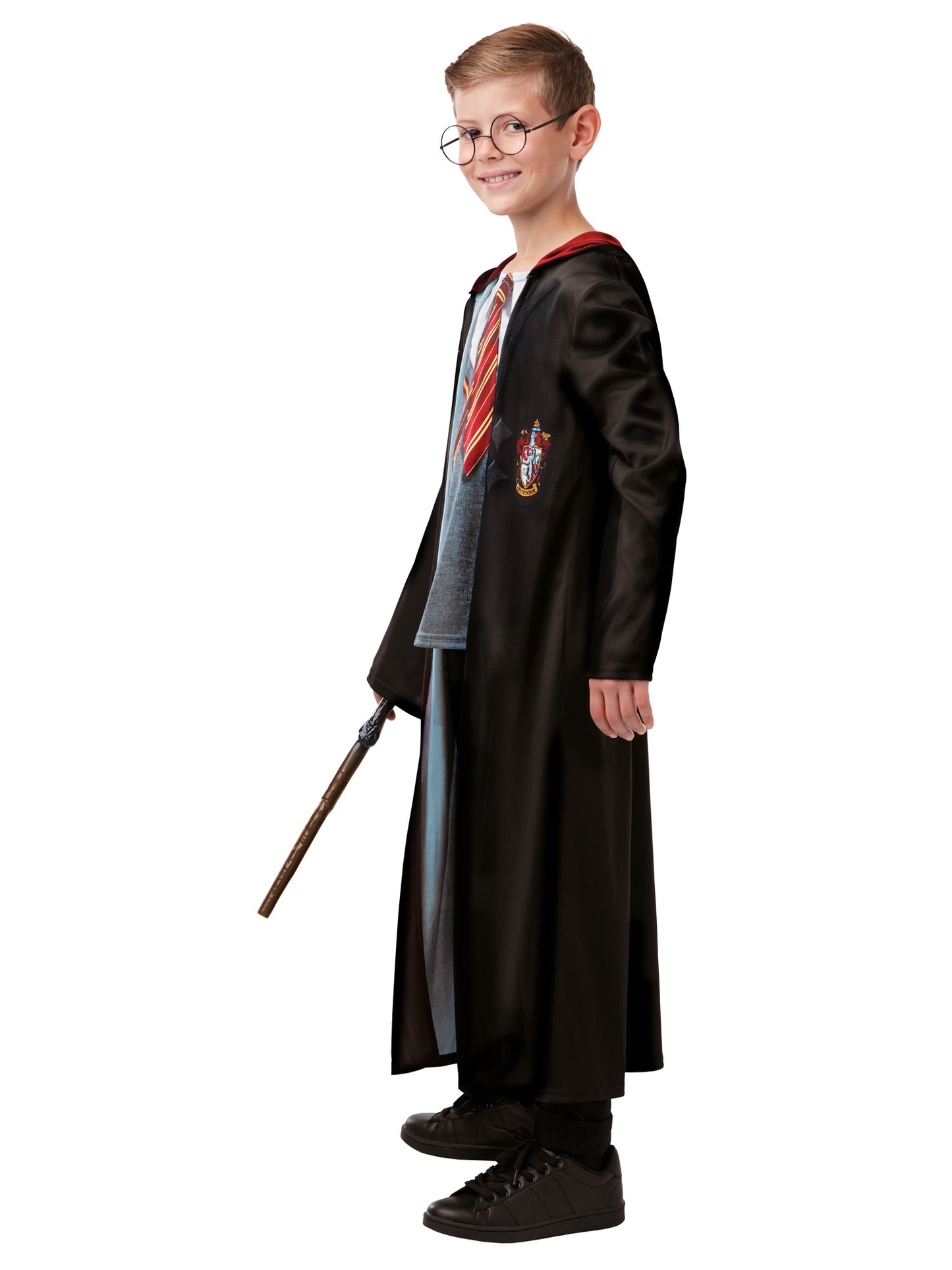 Rubies Harry Potter Gryffindor Deluxe Kinderkostüm mit Robe, Brille und Zauberstab – Seitenansicht