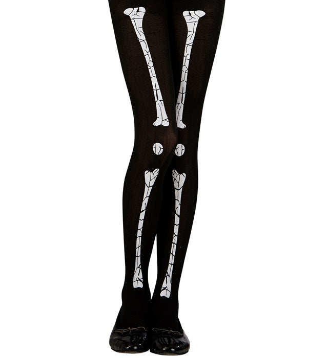 Skelett Strumpfhose 70 DEN mit detailreichem Knochenmuster für Halloween und Fasnacht