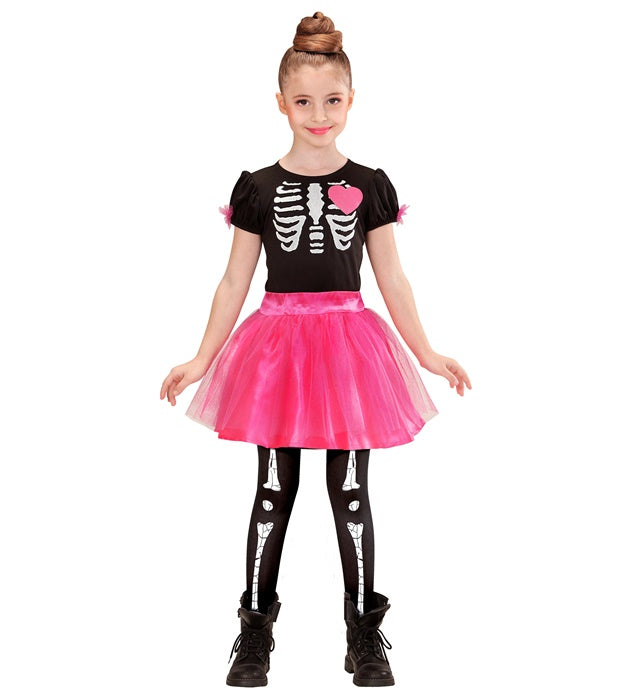 Skelett Strumpfhose 70 DEN mit detailreichem Knochenmuster für Halloween und Fasnacht