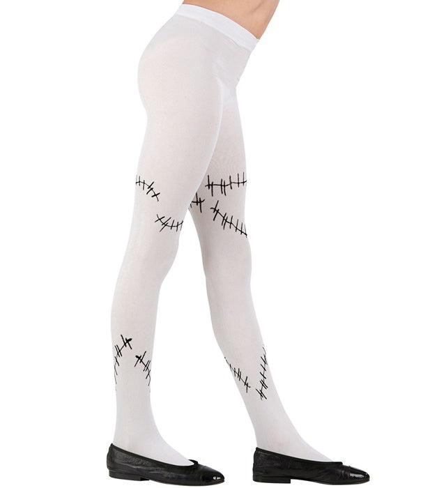 Strumpfhose Monsterbraut mit Narbenmuster in schwarz für Halloween