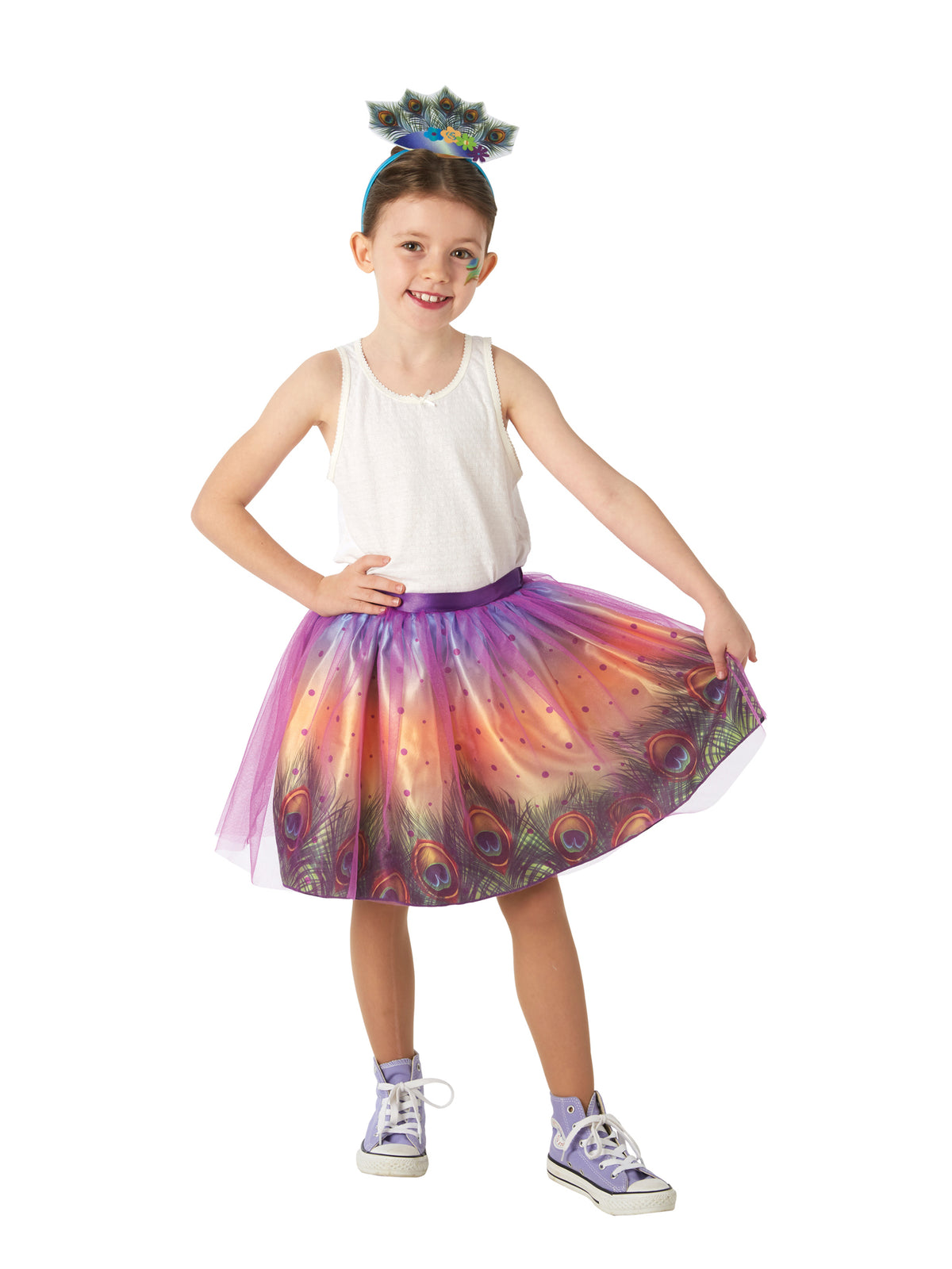 Rubies Pfauen-Tutu-Set für Kinder mit Tutu und Haarreif – Detailansicht