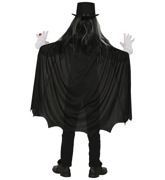 Vampir-Kostüm mit Hemd, Weste, Jabot und Umhang mit Kragen