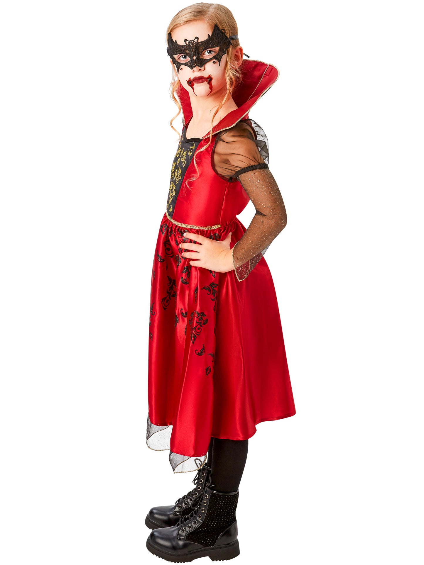 Rubies Vampiress Kinderkostüm für Mädchen mit Kleid und Maske – Seitenansicht