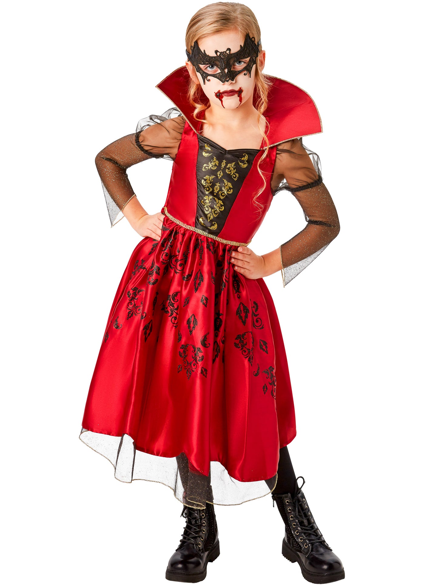 Rubies Vampiress Kinderkostüm für Mädchen mit Kleid und Maske – Rückansicht