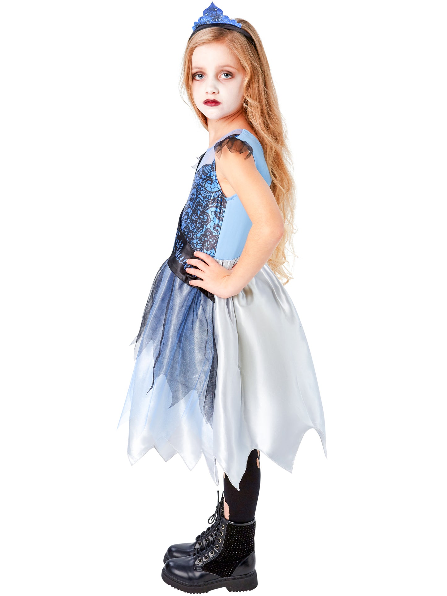 Rubies PROM QUEEN Kinderkostüm für Mädchen mit Kleid, Schärpe, Haarreif und Rose – Seitenansicht