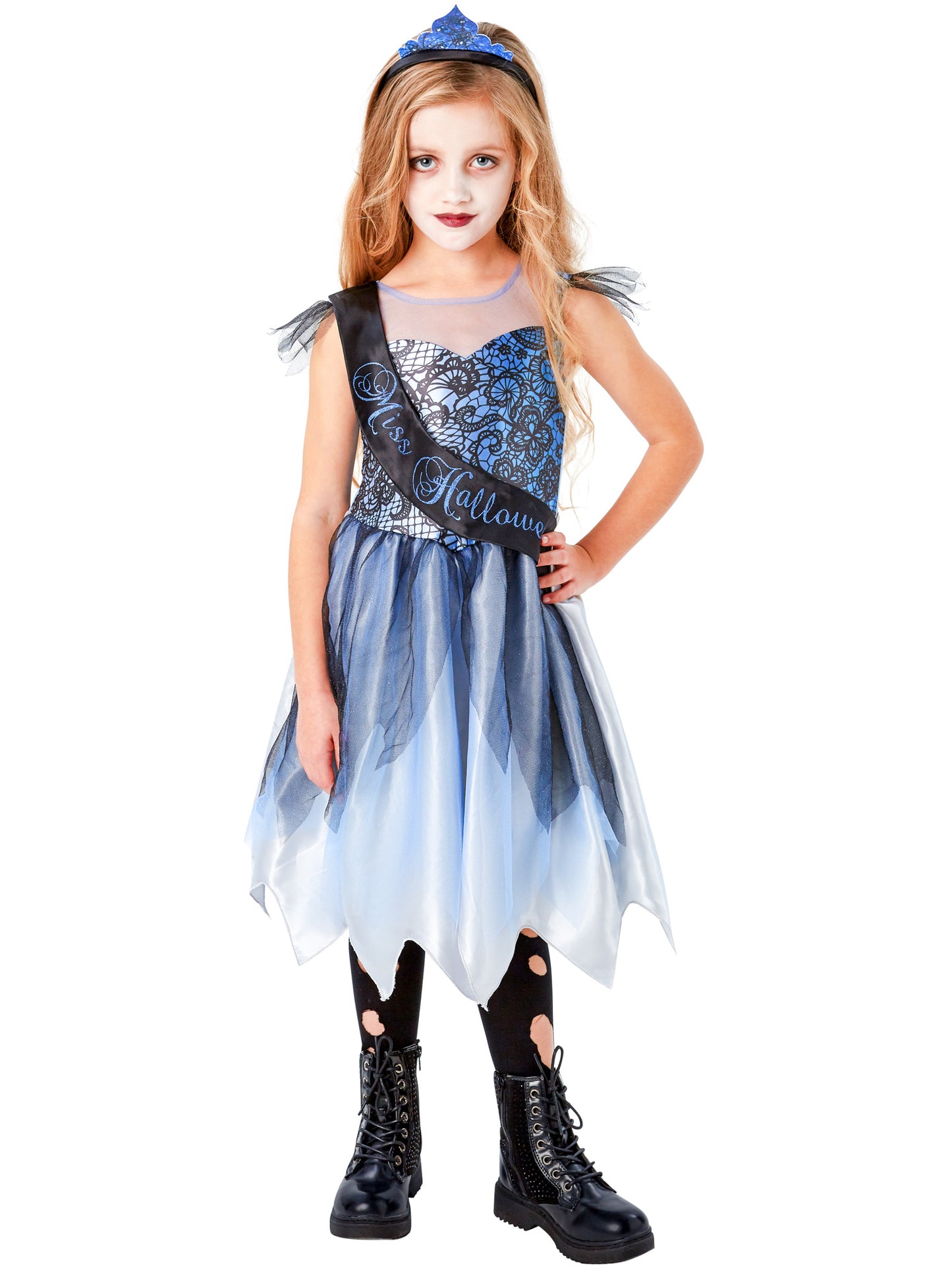 Rubies PROM QUEEN Kinderkostüm für Mädchen mit Kleid, Schärpe, Haarreif und Rose – Rückansicht