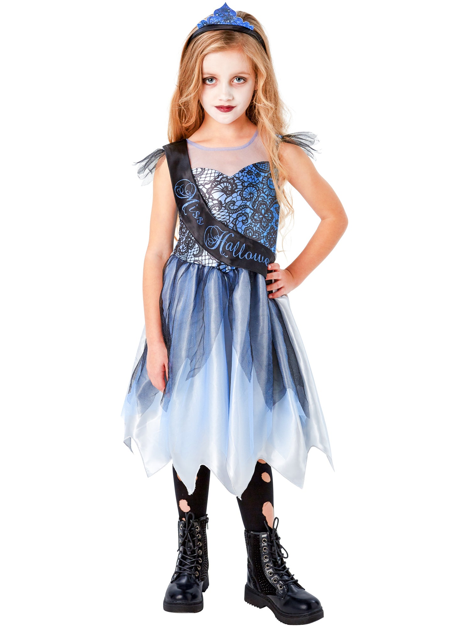 Rubies PROM QUEEN Kinderkostüm für Mädchen mit Kleid, Schärpe, Haarreif und Rose – Rückansicht