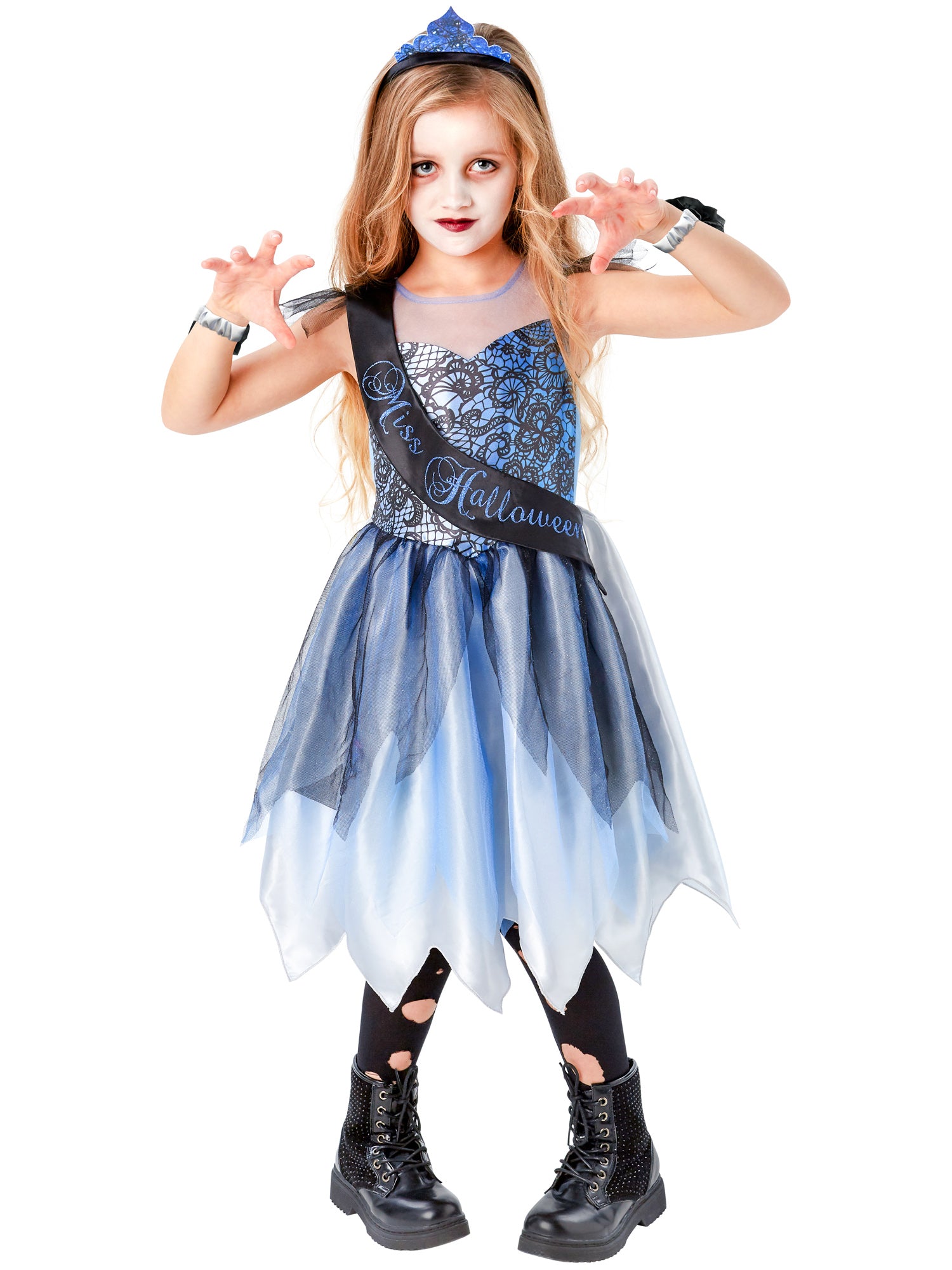 Rubies PROM QUEEN Kinderkostüm für Mädchen mit Kleid, Schärpe, Haarreif und Rose – Verpackung