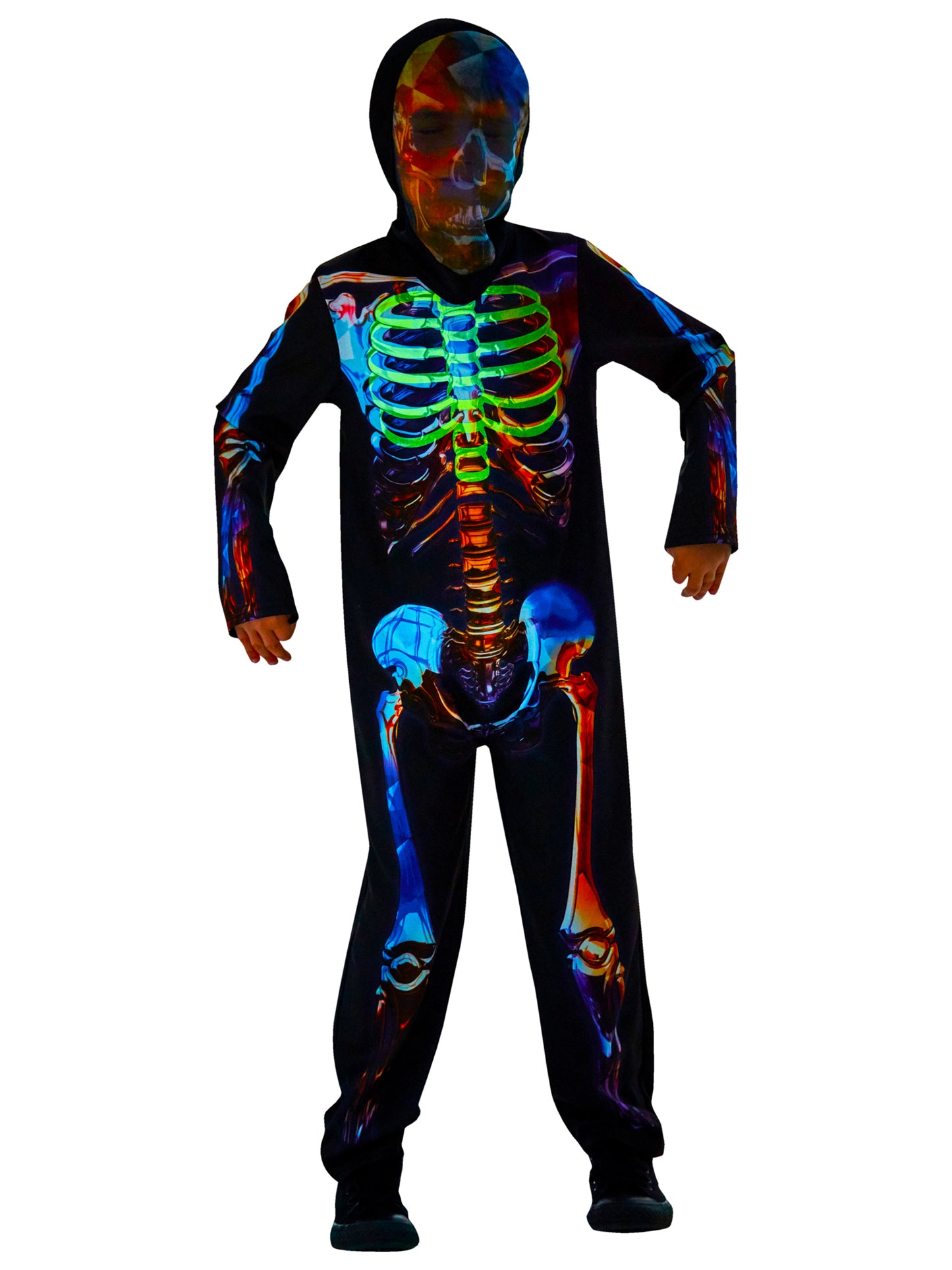 Rubies Skeleton Kinderkostüm mit Overall und Snood – Detailansicht