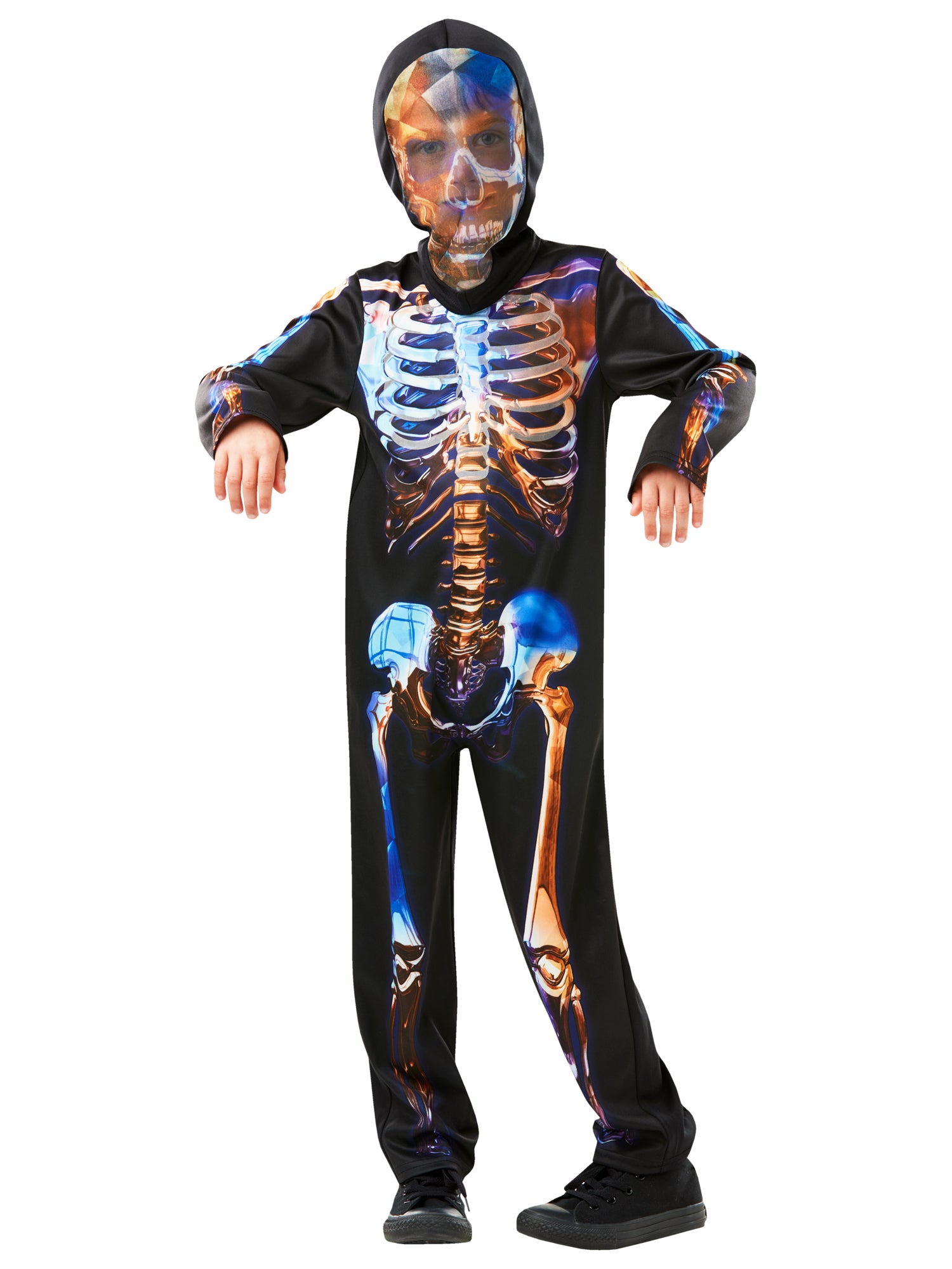 Rubies Skeleton Kinderkostüm mit Overall und Snood – Seitenansicht
