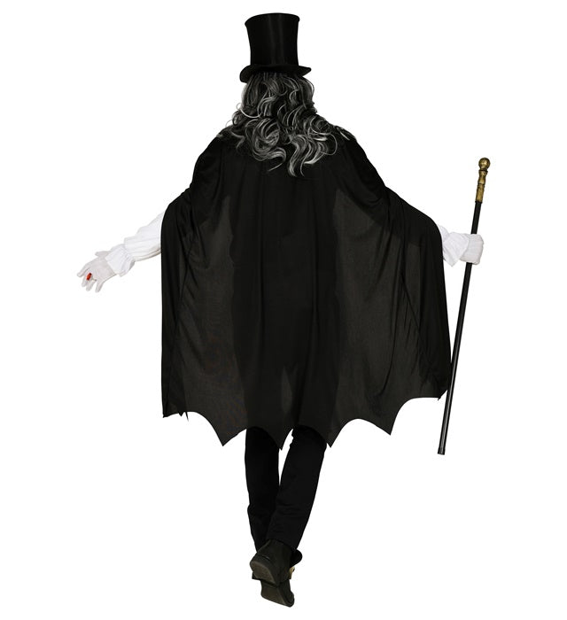 Elegantes Vampir-Kostüm mit Hemd, Weste, Jabot und Umhang mit hohem Kragen