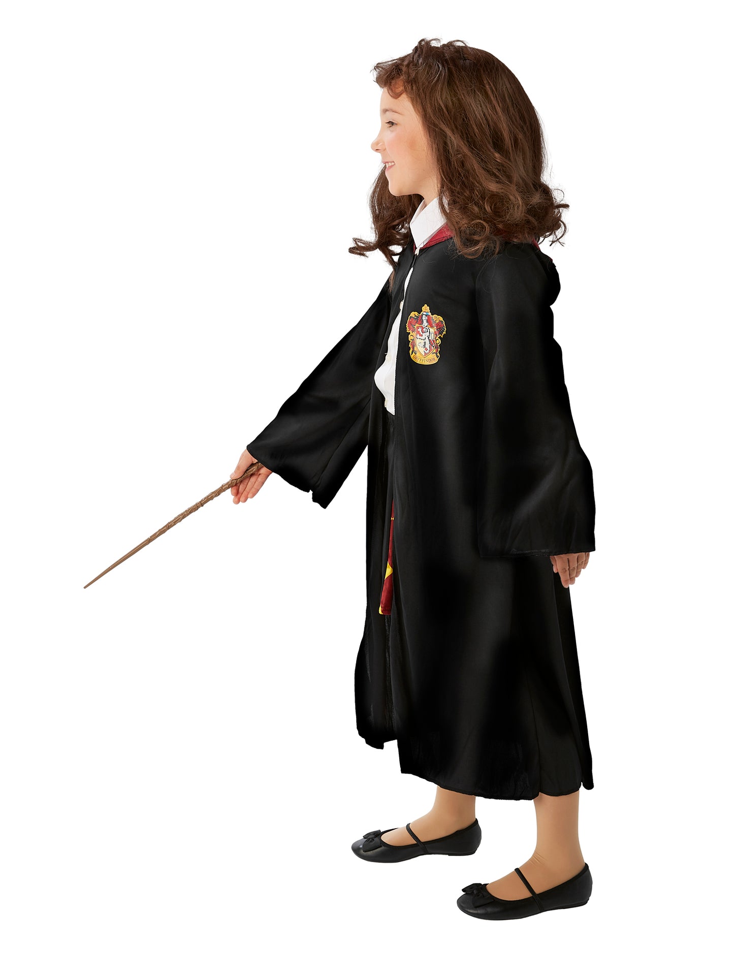 Rubies Hermione Granger Kinderkostüm mit Robe Perücke und Zauberstab – Seitenansicht