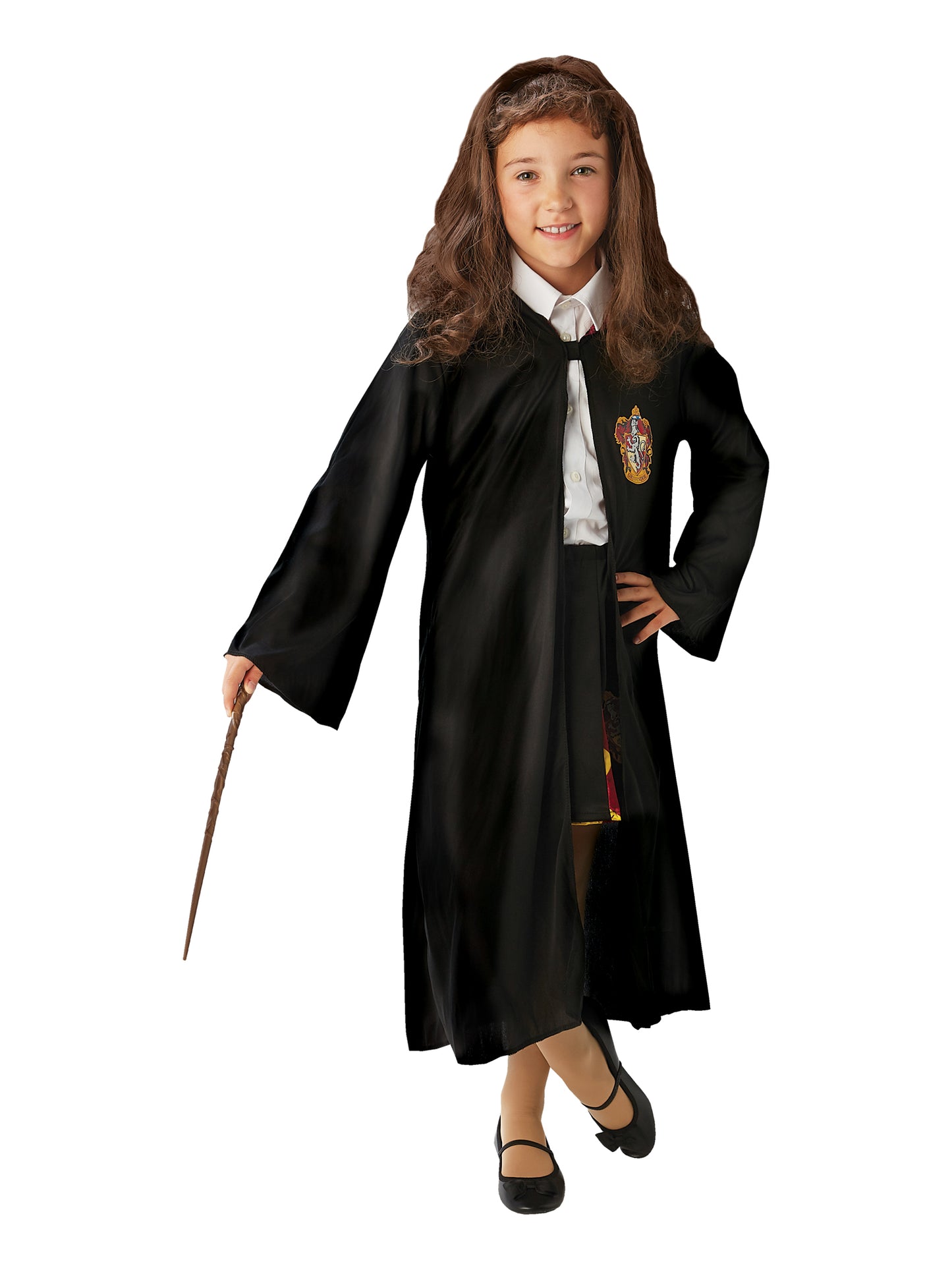 Rubies Hermione Granger Kinderkostüm mit Robe Perücke und Zauberstab – Rückansicht