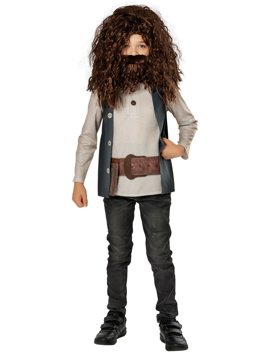 Rubies Hagrid Deluxe Kinderkostüm für Jungen mit Oberteil Weste Perücke Bart und Geldbeutel – Produktansicht