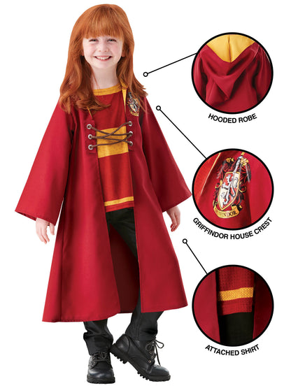 Rubies Harry Potter Quidditch Robe Kinderkostüm mit Kapuze – Seitenansicht